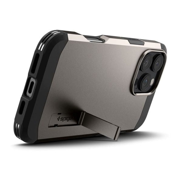 iPhone 16 Pro Spigen Tough Armor Cover m. Kickstand - MagSafe Kompatibel - Gunmetal For Cheap