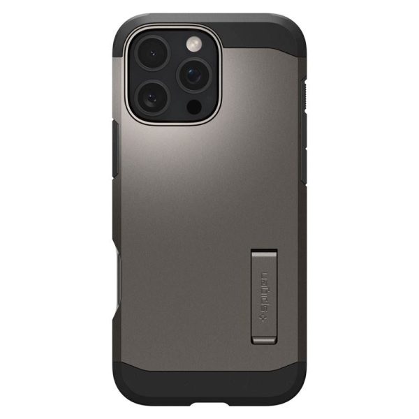 iPhone 16 Pro Spigen Tough Armor Cover m. Kickstand - MagSafe Kompatibel - Gunmetal For Cheap