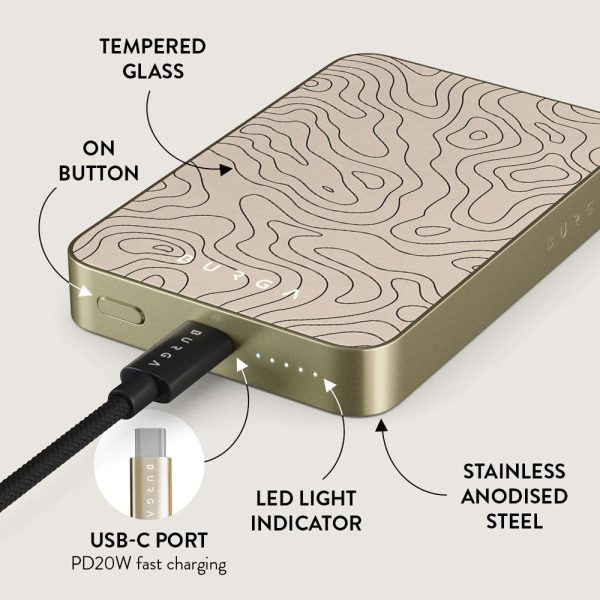 Burga PowerBank 5000mAh m. Trådløs Opladning & 20W USB-C Stik - MagSafe Kompatibel - Wild Terrain Cheap