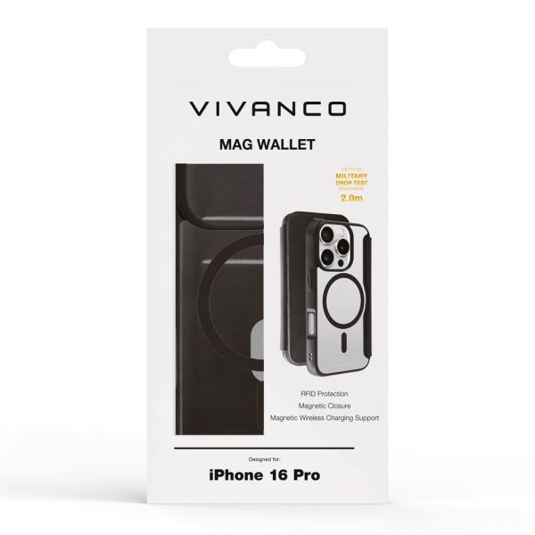 iPhone 16 Pro Vivanco Classic Wallet Flip Cover m. Pung - MagSafe Kompatibel - Sort Discount