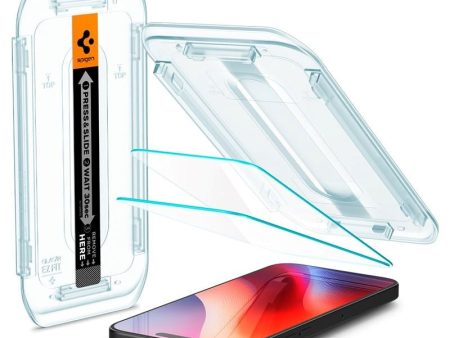 iPhone 16 Pro Spigen EZ Fit Glas.tR Skærmbeskyttelse - 2 stk. - Case Friendly - Gennemsigtig For Cheap