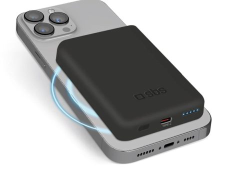 SBS Mag PowerBank 5000 mAh m. USB-C & Trådløs Opladning - Sort Discount