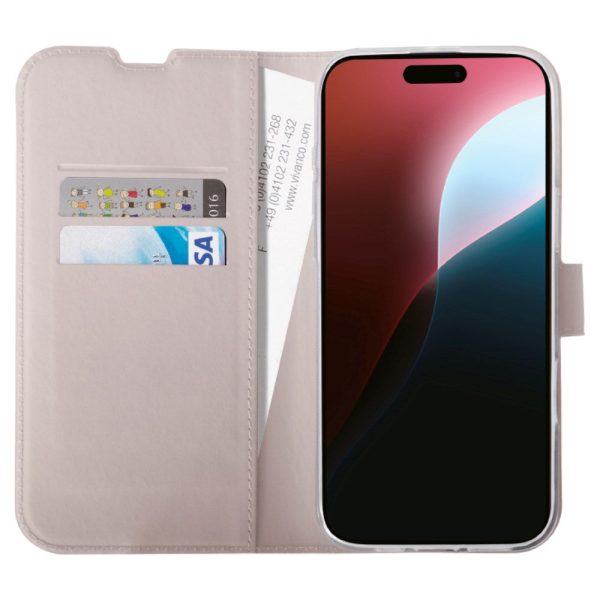 iPhone 16 Pro Vivanco Classic Wallet Flip Cover m. Pung - Greige Fashion