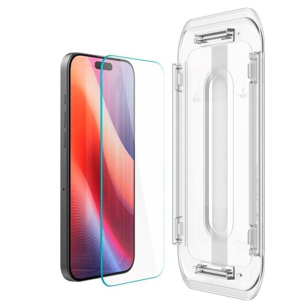 iPhone 16 Pro Spigen EZ Fit Glas.tR Skærmbeskyttelse - 2 stk. - Case Friendly - Gennemsigtig For Cheap