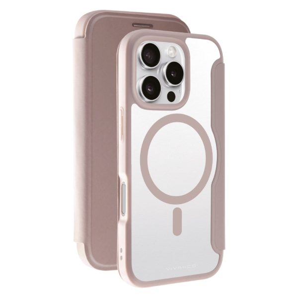 iPhone 16 Pro Vivanco Classic Wallet Flip Cover m. Pung - MagSafe Kompatibel - Greige For Cheap