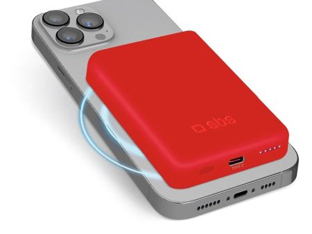 SBS Mag PowerBank 5000 mAh m. USB-C & Trådløs Opladning - Rød Online Hot Sale