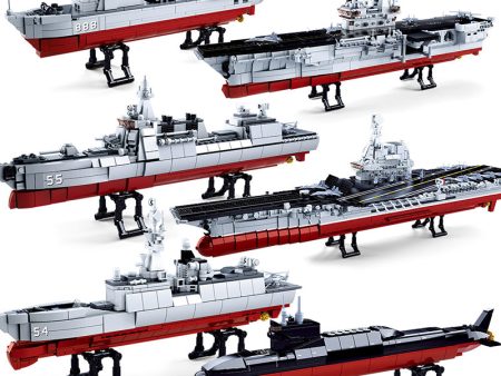 Navy Battle Ship Aircrafted Carrier Compatible Legoed ruiser Military Submarine Naval Destroyer Warship Model Building Block Toy Online Hot Sale