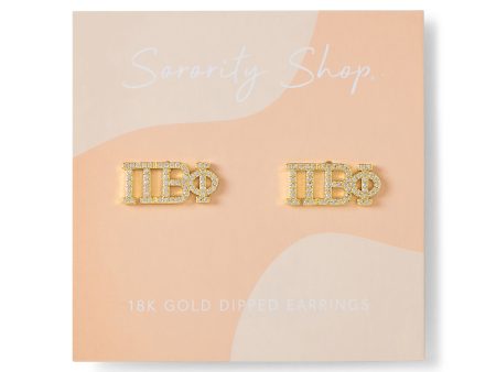 Pi Beta Phi 18k Gold Plated Stud Earrings For Sale