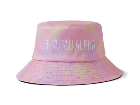 Zeta Tau Alpha Bucket Hat - Tie Dye - Embroidered Logo Cheap