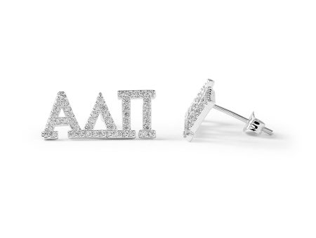 Alpha Delta Pi White Gold Plated Stud Earrings Hot on Sale