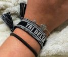 Alpha Delta Pi Woven Bracelet, Black and White Design Online Sale