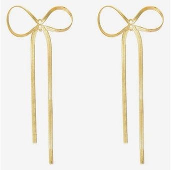 3 INCH GOLD BOW STUD EARRINGS For Discount