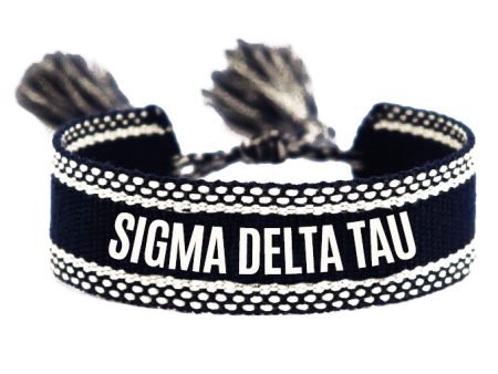 Sigma Delta Tau Woven Bracelet, Black and White Design Supply