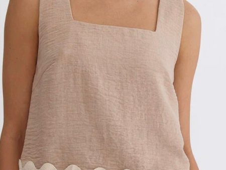 OATMEAL RIC RAC SLEEVELESS TOP Cheap