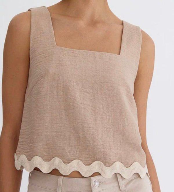 OATMEAL RIC RAC SLEEVELESS TOP Cheap