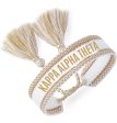 Kappa Alpha Theta Woven Bracelet, White and Gold Design Supply