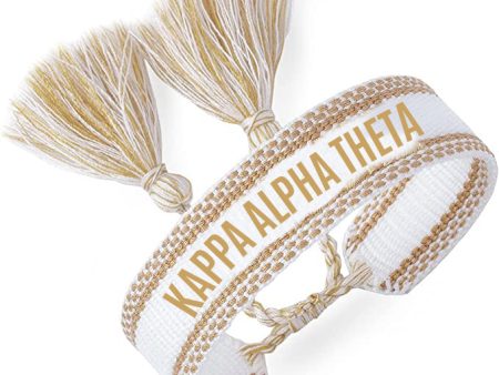 Kappa Alpha Theta Woven Bracelet, White and Gold Design Supply