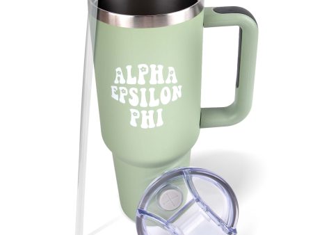 Alpha Epsilon Phi Tumbler - 40oz Stainless Steel with Handle Online Sale