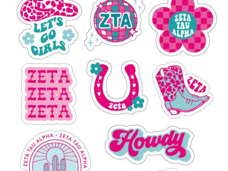 Zeta Tau Alpha Sticker Sheet - Western Disco Design Online