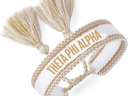 Theta Phi Alpha Woven Bracelet, White and Gold Design Online Hot Sale