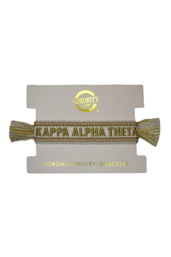 Kappa Alpha Theta Woven Bracelet, White and Gold Design Supply