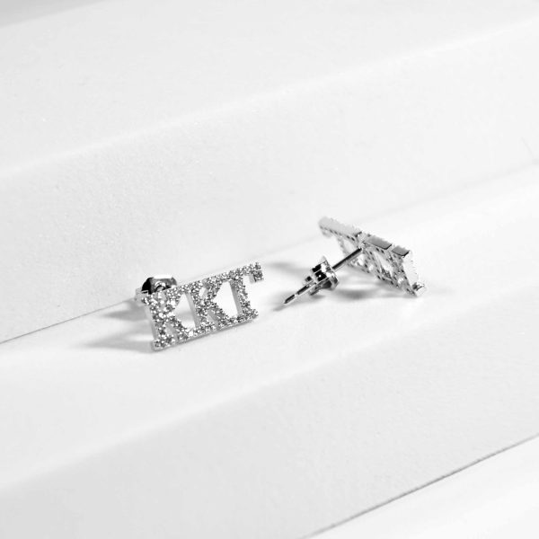 Alpha Epsilon Phi White Gold Plated Stud Earrings Online now