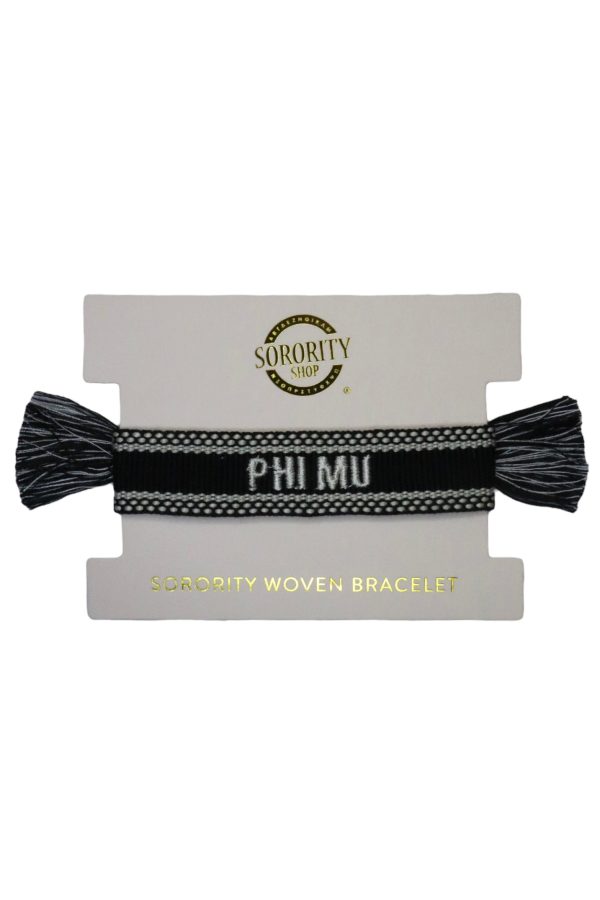 Alpha Delta Pi Woven Bracelet, Black and White Design Online Sale