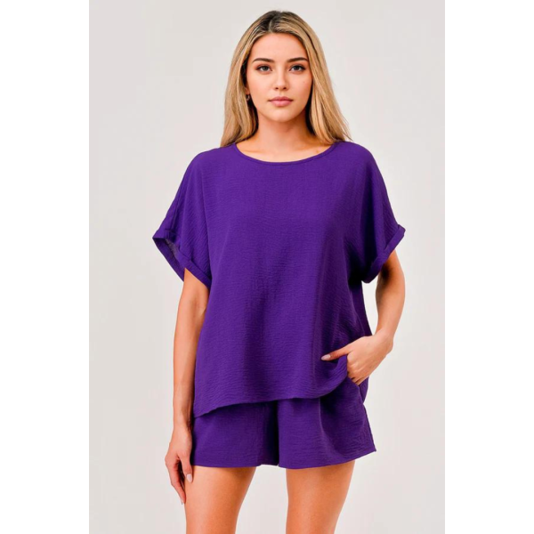 PURPLE SHORT SET Online now