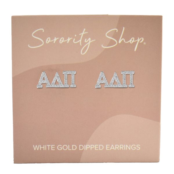 Alpha Delta Pi White Gold Plated Stud Earrings Hot on Sale