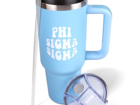 Phi Sigma Sigma Tumbler - 40oz Stainless Steel with Handle Fashion