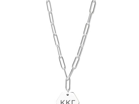 Kappa Kappa Gamma Necklace- Silver Paperclip Style with KKG Pendant Supply