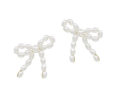 PEARL BOW STUD EARRINGS Sale