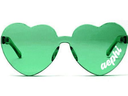 Alpha Epsilon Phi Sunglasses — Heart Shaped Sunglasses Printed With AEP Logo Discount