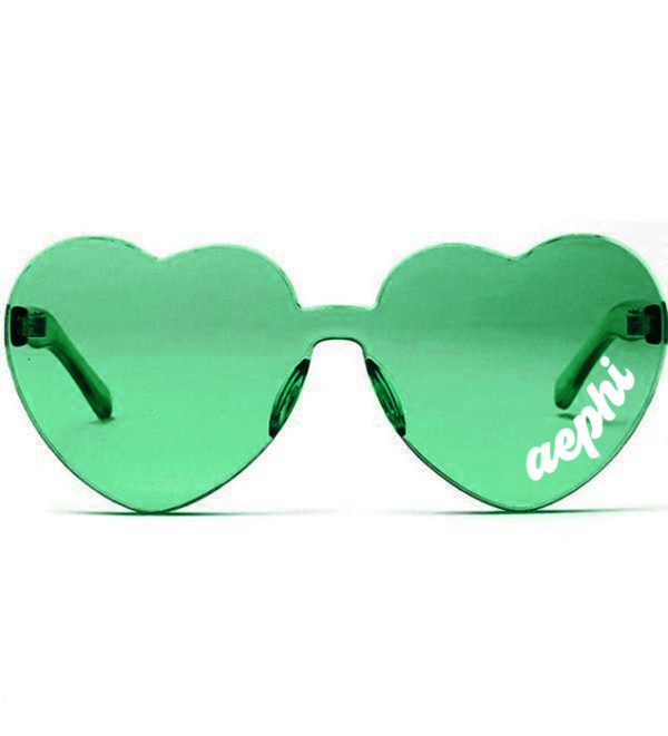 Alpha Epsilon Phi Sunglasses — Heart Shaped Sunglasses Printed With AEP Logo Discount