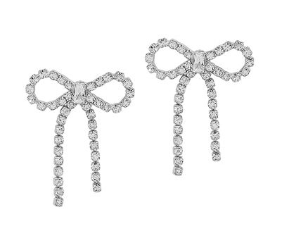 SILVER RHINESTONE BOW STUDS Hot on Sale