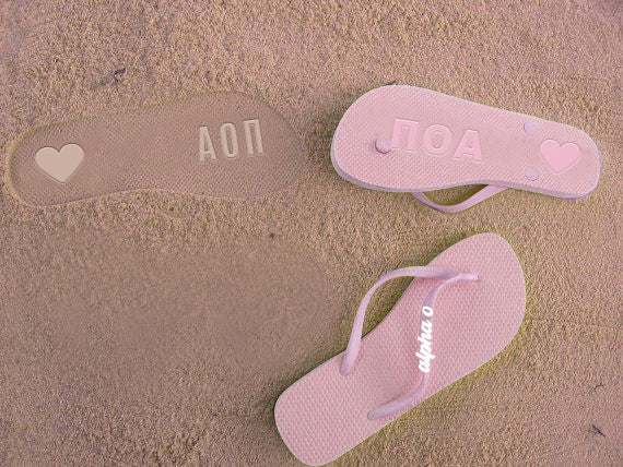 Alpha Omicron Pi Flip Flops, With Greek Letter Cutouts For Discount