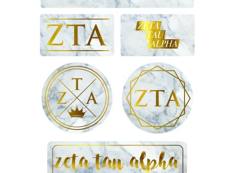 Zeta Tau Alpha Marble Sticker Sheet on Sale