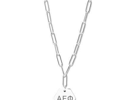 Alpha Epsilon Phi Necklace- Silver Paperclip Style with AEP Pendant Online