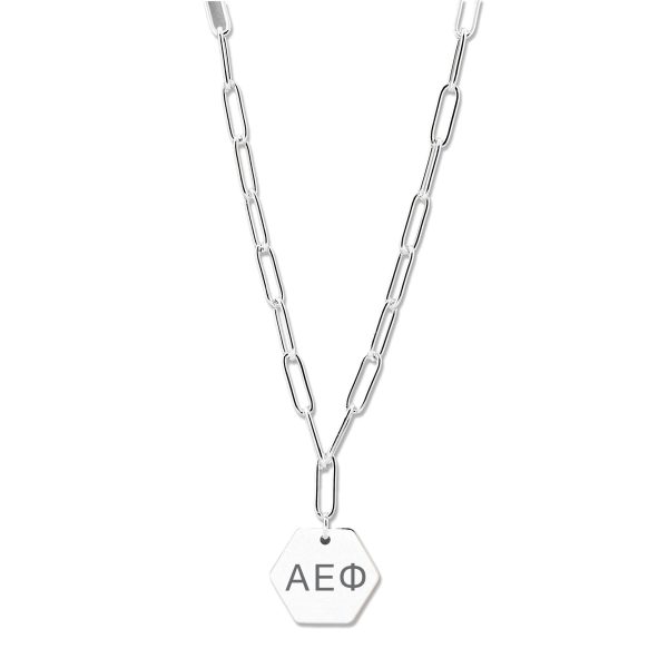 Alpha Epsilon Phi Necklace- Silver Paperclip Style with AEP Pendant Online