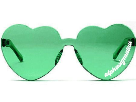 Alpha Sigma Tau Sunglasses — Heart Shaped Sunglasses Printed With AST Logo Online Hot Sale