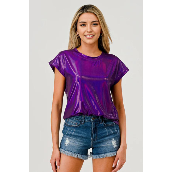 PURPLE SHINY TOP Hot on Sale