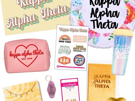 Kappa Alpha Theta Celebrate Sisterhood Sorority Gift Box- 10 unique items For Cheap