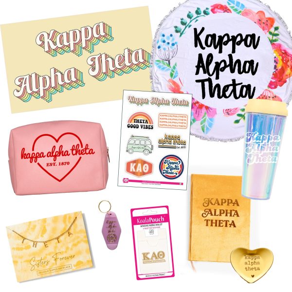 Kappa Alpha Theta Celebrate Sisterhood Sorority Gift Box- 10 unique items For Cheap