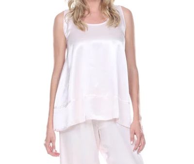 NATALIE SATIN TANK WITH RUFFLE BLUSH Sale