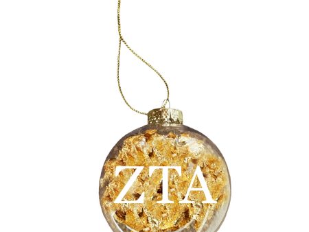 Zeta Tau Alpha Ornament - Clear Plastic Ball Ornament with Gold Foil Hot on Sale