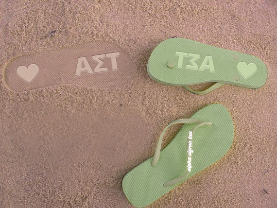 Alpha Sigma Tau Flip Flops, With Greek Letter Cutouts For Sale