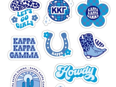 Kappa Kappa Gamma Sticker Sheet - Western Disco Design Online Hot Sale