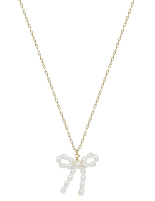 PEARL BOW NECKLACE Online now