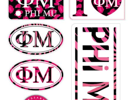 Phi Mu  Animal Print Stickers Fashion