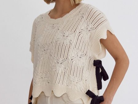 CREAM TIE SIDE SWEATER Cheap